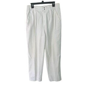 Liz Sport Trousers Womens Size 14 Vintage High Waist Relaxed Leg Zip Front White